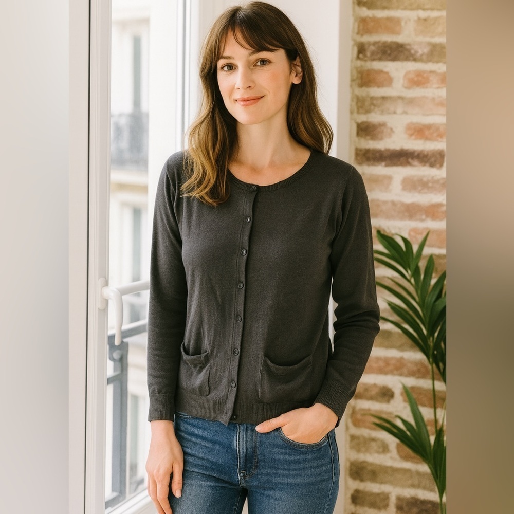 Boden Grey Button Down Cardigan size 2